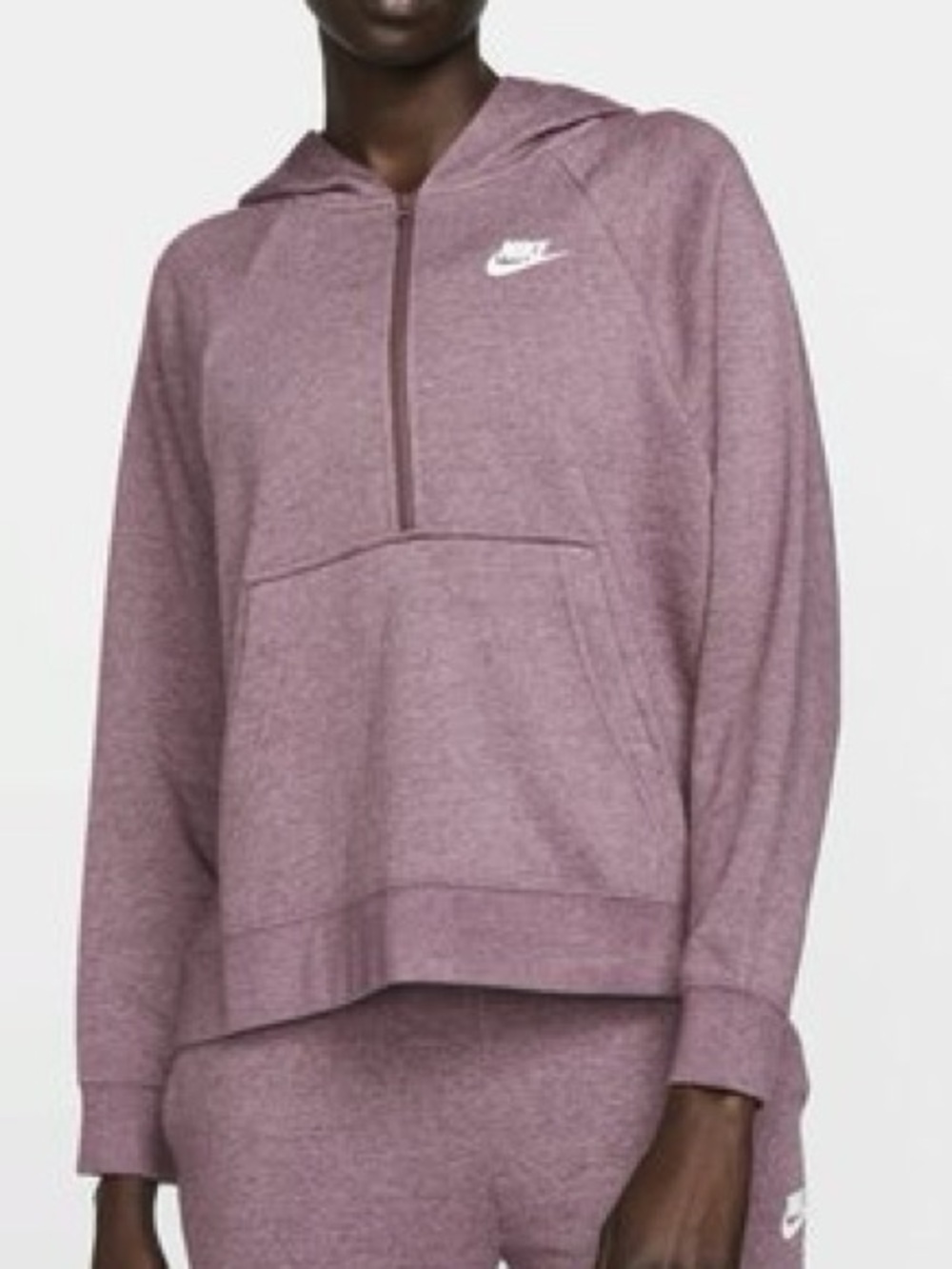Nike Sportswear Club Essential 1/4 Zip Fleece Hoodie Pink Oxford Size L